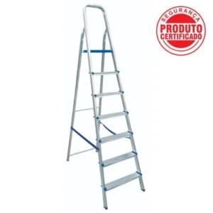 escada doméstica em alumínio com 07 degraus real